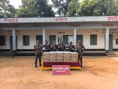 শ্রীবরদী সীমান্তে সাড়ে ৬ লাখ টাকার ভারতীয় জনসন বেবি সাবান জব্দ