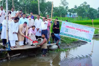নকলায় মাছের পোনা অবমুক্তকরণ, নদীভাঙনকবলিত এলাকা পরিদর্শন